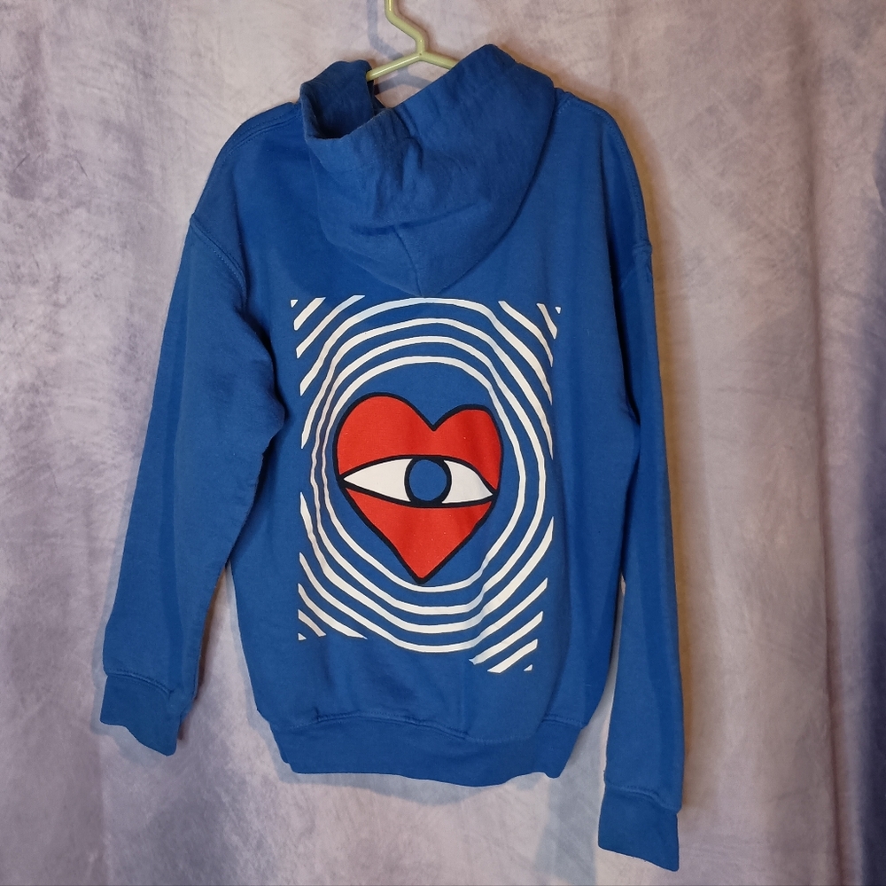 Custom‎ Graphic Blue Heart Eye Hoodie